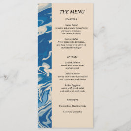 Menu Casamento Costeiro Moderno Marble Azul