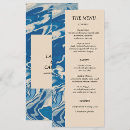 Menu Casamento Costeiro Moderno Marble Azul