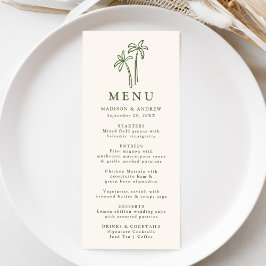 Menu Casamento Creme com Palmeiras Desenhadas à Mão Mod