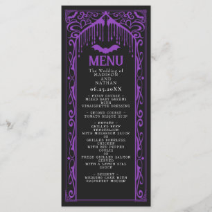 Menu Casamento da Catedral de Vampiro Gótico Roxo