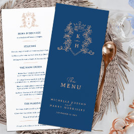 Menu Casamento da crista azul da copa azul-rosa branca 