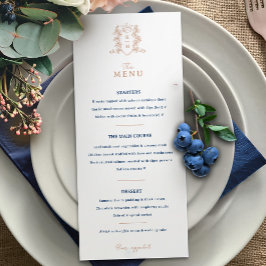 Menu Casamento da crista azul da copa azul-rosa branca 