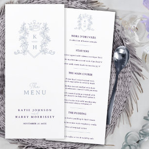 Menu Casamento da crista roxa prateada branca monograma