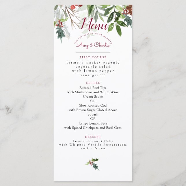 Menu Casamento da Estação de Natal (Frente)