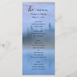 Menu casamento da floresta azul poeirenta