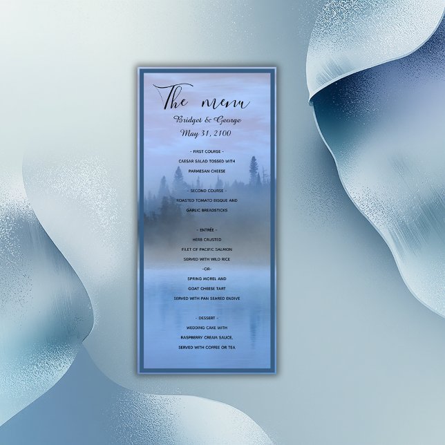 Menu casamento da floresta azul poeirenta (Criador carregado)