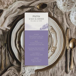 Menu Casamento da Lavanda de Aquarela da Floresta