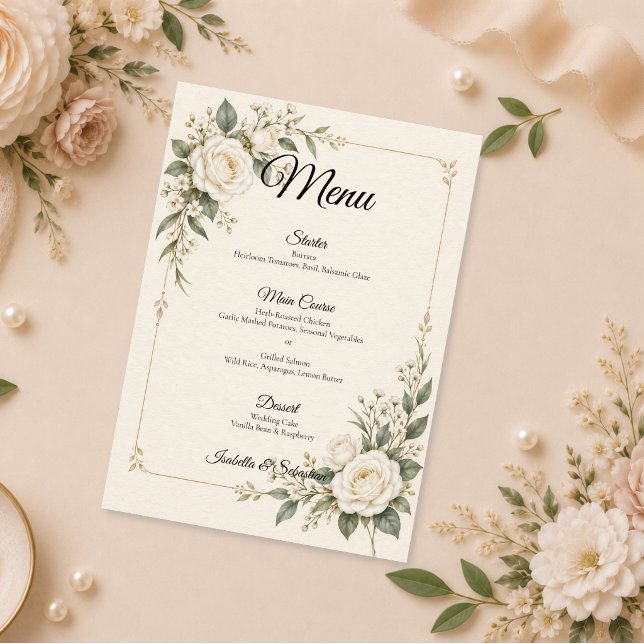 Menu Casamento da Rosa de Marfim Atemporal (Criador carregado)