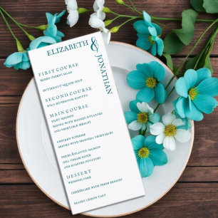 Menu Casamento da Tipografia Moderna do Teal Escuro