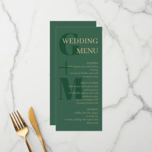 Menu Casamento da Tipografia Verde-Tan, Caçador Elegant