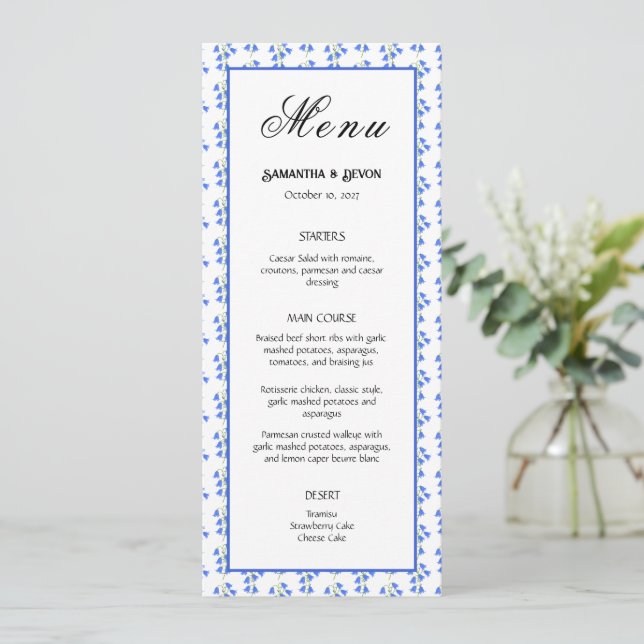 Menu Casamento das Campainhas Azuis (Em pé/Frente)