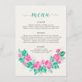 Menu Casamento das flores de Rosa verde rosa
