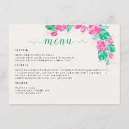 Menu Casamento das flores de Rosa verde rosa