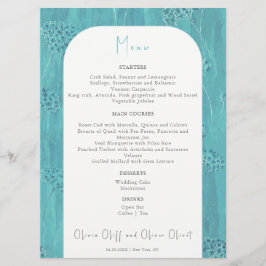 Menu Casamento das Flores de Turquesa Bonitas