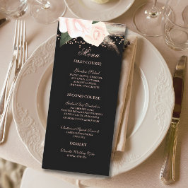 Menu Casamento das luzes de cordas flóricas Rosa de pre