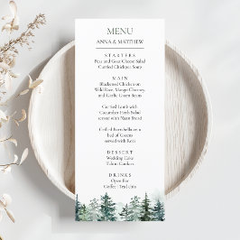 Menu Casamento das Montanhas de Aquarela da Floresta Pi
