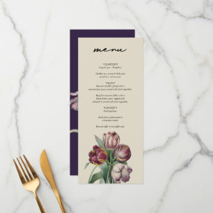 Menu Casamento das Tulipas Púrpuras Moody Watercolor