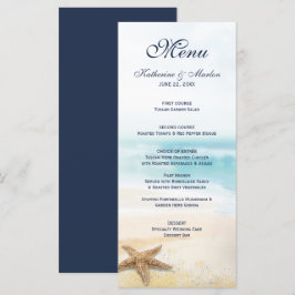 Menu Casamento de Abstrato de Praia de Starfish
