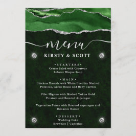 Menu Casamento de Agitação Verde e Silver Faux