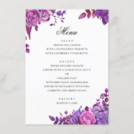 Menu Casamento de água roxa. Lavanda romântica