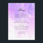 Menu Casamento de água roxa. Lavanda romântica<br><div class="desc">Menu de cor d'água roxa. Boa escolha para o seu casamento romântico de lavandas. Adequado para aniversário,  aniversário e qualquer outra festa. Entre em contato comigo,  por favor,  se precisar de itens adicionais.</div>