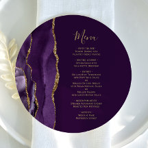Casamento de Ameixa Ágata Dourada Roxa Redonda