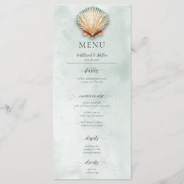 Menu Casamento de Aqua de Seashell Costeiro Moderno