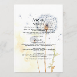Menu Casamento de Aquarela Dandelion