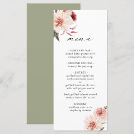 Menu Casamento de Aquarela de Jardim Floral Botânico