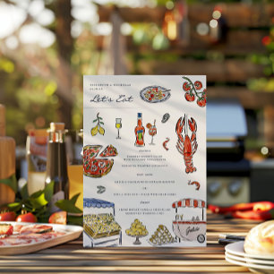 Menu Casamento de Aquarela de Verão Italiano
