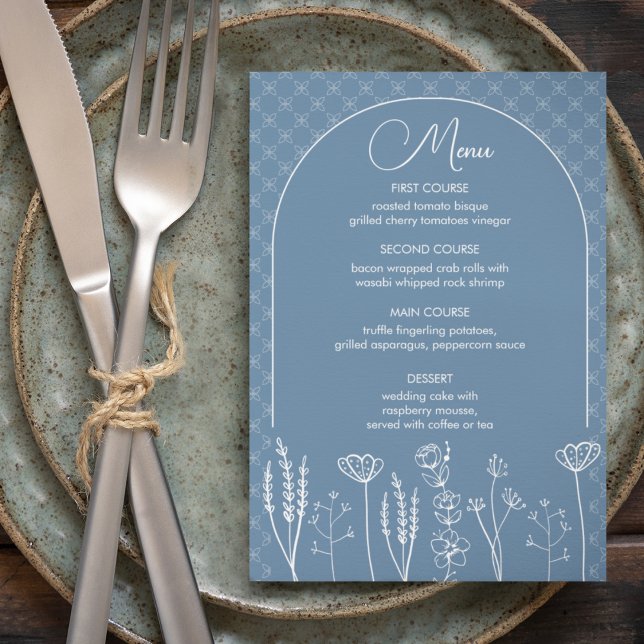 Menu Casamento de Arca Boêmia de Dusty Blue (Criador carregado)