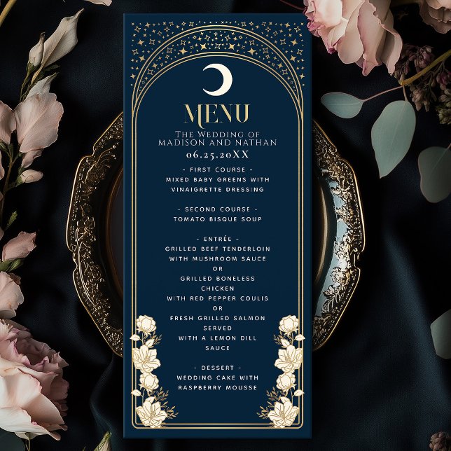 Menu Casamento de Arch Elegante Celestial Marinho Nouve (Criador carregado)