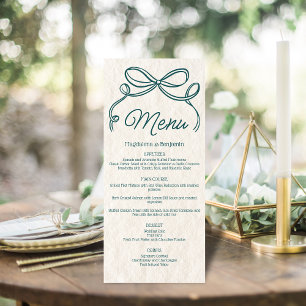 Menu Casamento de Arco de Fita com Teal Retro Desenhado