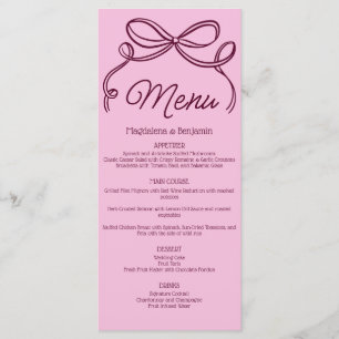 Menu Casamento de Arco Retro Rosa Borgonha Desenhado à