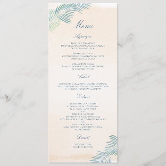 Menu Casamento de Areia e Palms Beach (Frente)