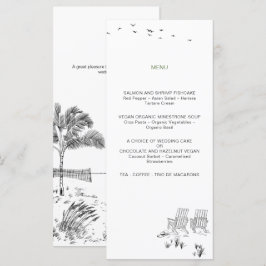 Menu Casamento de Arte Mínimo de Linha de Praia do Amor