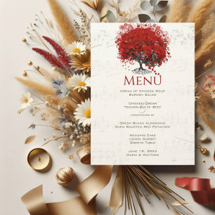 Menu Casamento de Árvore de Folha Vermelha