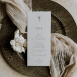 Menu Casamento de Árvore de Palma OASIS<br><div class="desc">Minimalista moderno OASIS,  elegante,  cardápio de casamento. Recursos,  tipografia esticada em fundos bege arenoso e detalhes da ilustração da palmeira. Fontes e cores podem ser personalizadas usando o recurso design.</div>