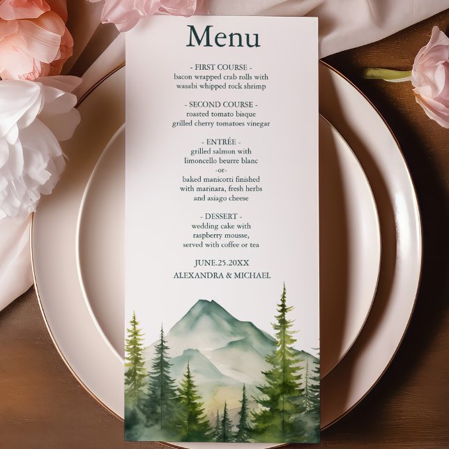 Menu Casamento de Árvores Evergreen na Floresta Russa d (Criador carregado)