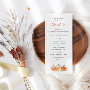 Menu Casamento de Autumn Glittery Pumpkins Florals