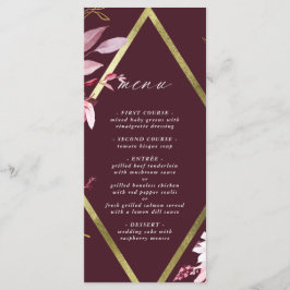 Menu Casamento de Autumn Romance Dourado Frame Burgundy