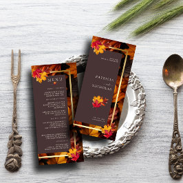 Menu Casamento de Autumn Woody Brown & Elegant Frame Ou