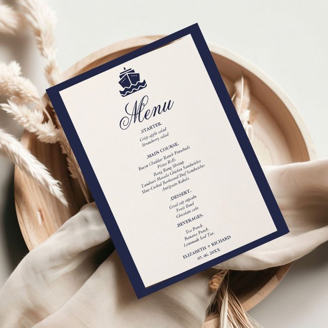 Menu Casamento de barcos de cruzeiro náutico (Criador carregado)
