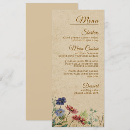 Menu Casamento de Beige Border Rustic Boho Wildflower