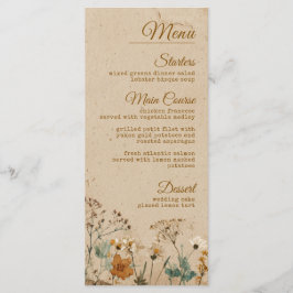 Menu Casamento de Beige Border Rustic Boho Wildflower