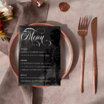 Menu Casamento de Belo Gótico de Script do Esqueleto Es<br><div class="desc">Gótico cardápio de casamento em tons de carvão,  preto e branco com um esqueleto e fontes bonito.</div>
