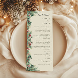 Menu Casamento de Berries e Pine Watercolor