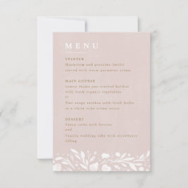 Menu Casamento de Blush Floral de Aquarela