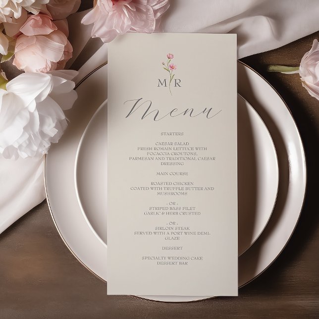 Menu Casamento de Boho Chic com Flores Silvestres (Criador carregado)