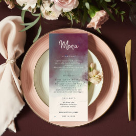 Menu Casamento de Boho com Tons de Jewel Moderna em Wat